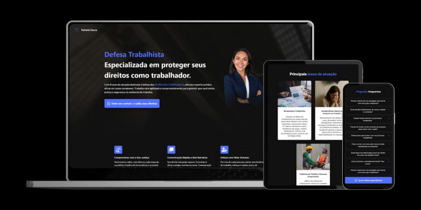 Captura de tela do projeto Advogada Rafaela Souza